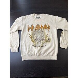 Def Leppard Cream Graphic Crewneck Sweater